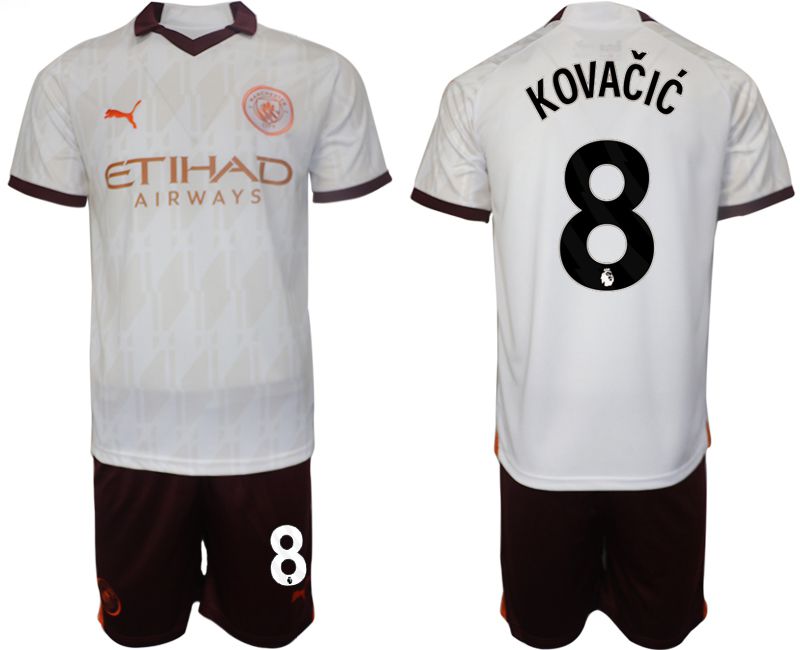 Men 2023-2024 Club Manchester City away white #8 Soccer Jersey->manchester city jersey->Soccer Club Jersey